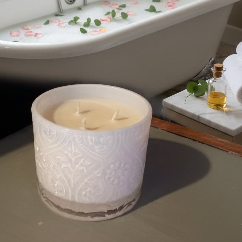 14 oz White Marquis Soy Lotion Candles