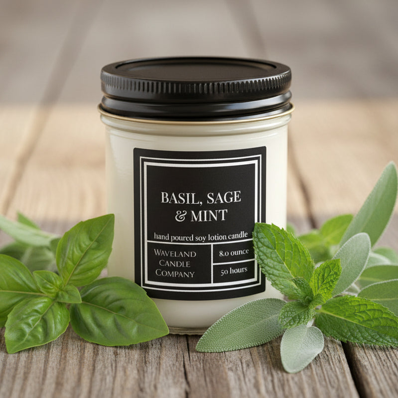 8.0 oz Basil, Sage & Mint Soy Lotion Candle