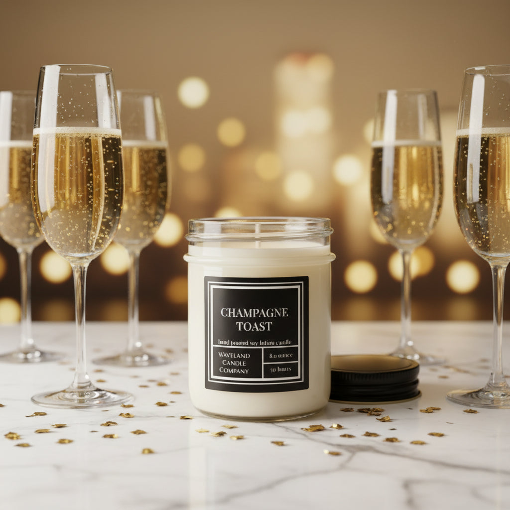 8.0 oz Champagne Toast Soy Candle - Open