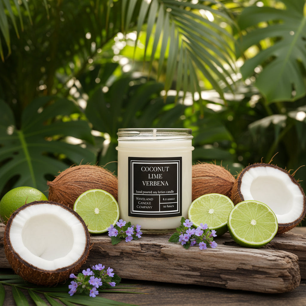 8.0 oz Coconut Lime Verbena Soy Candle - open