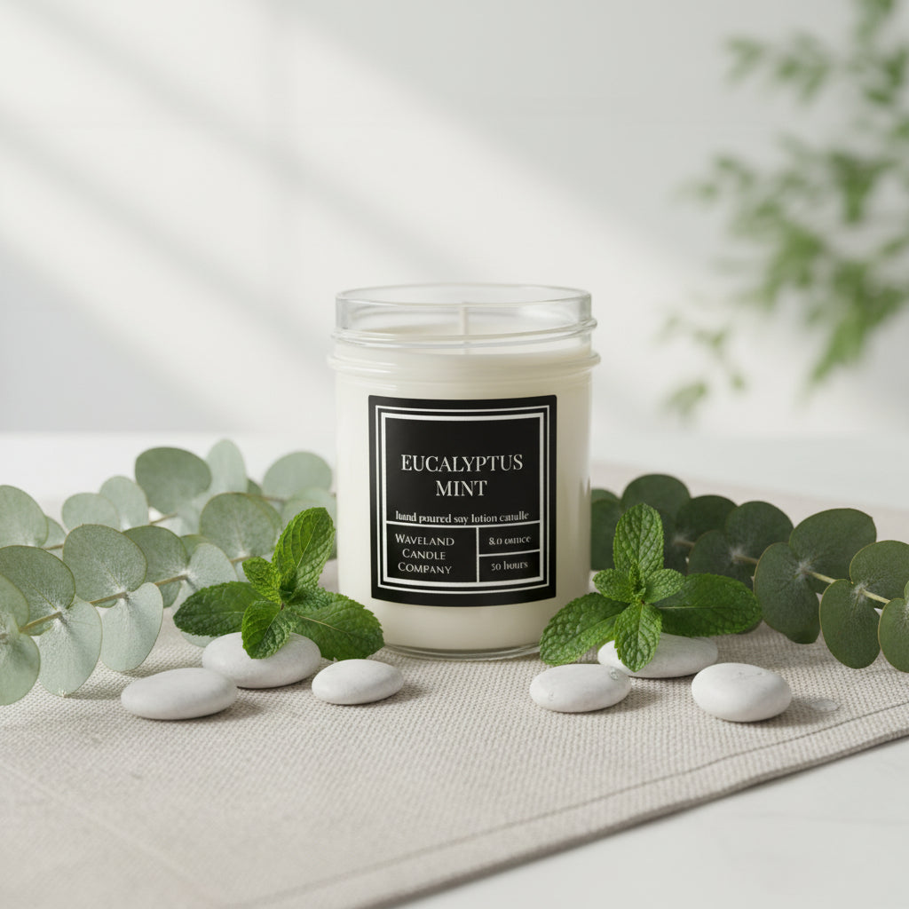 8.0 oz Eucalyptus Mint Soy Candle - open