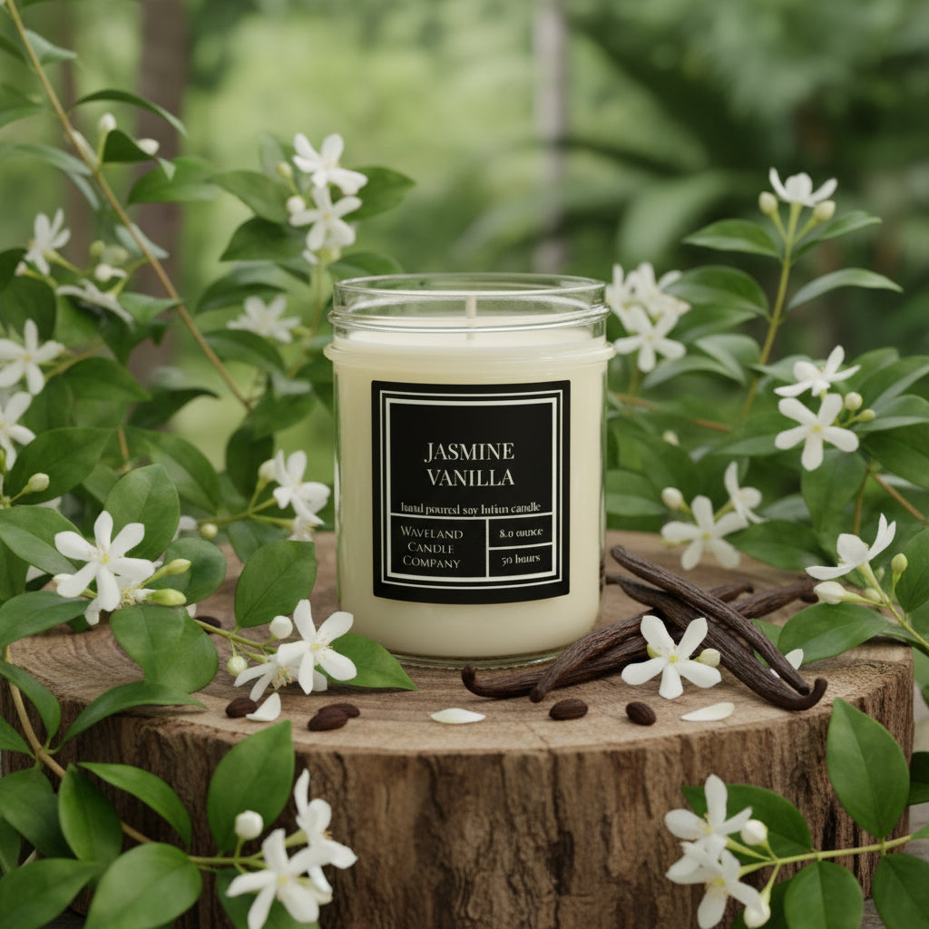 8.0 oz Jasmine Vanilla Soy Lotion Candle - open