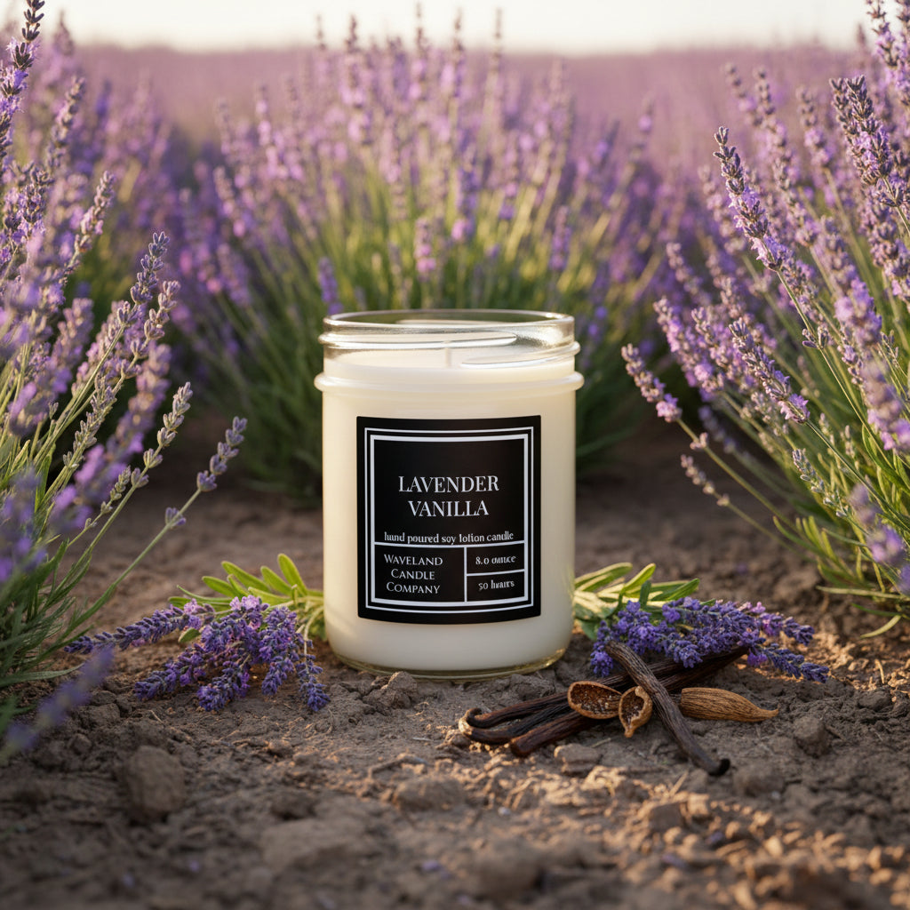 8.0 oz Lavender Vanilla Soy Candle - open