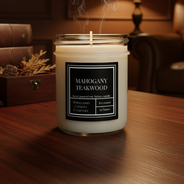 8.0 oz Mahogany Teakwood Soy Lotion Candle - open