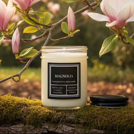 8 oz Magnolia Soy Lotion Candle - open 