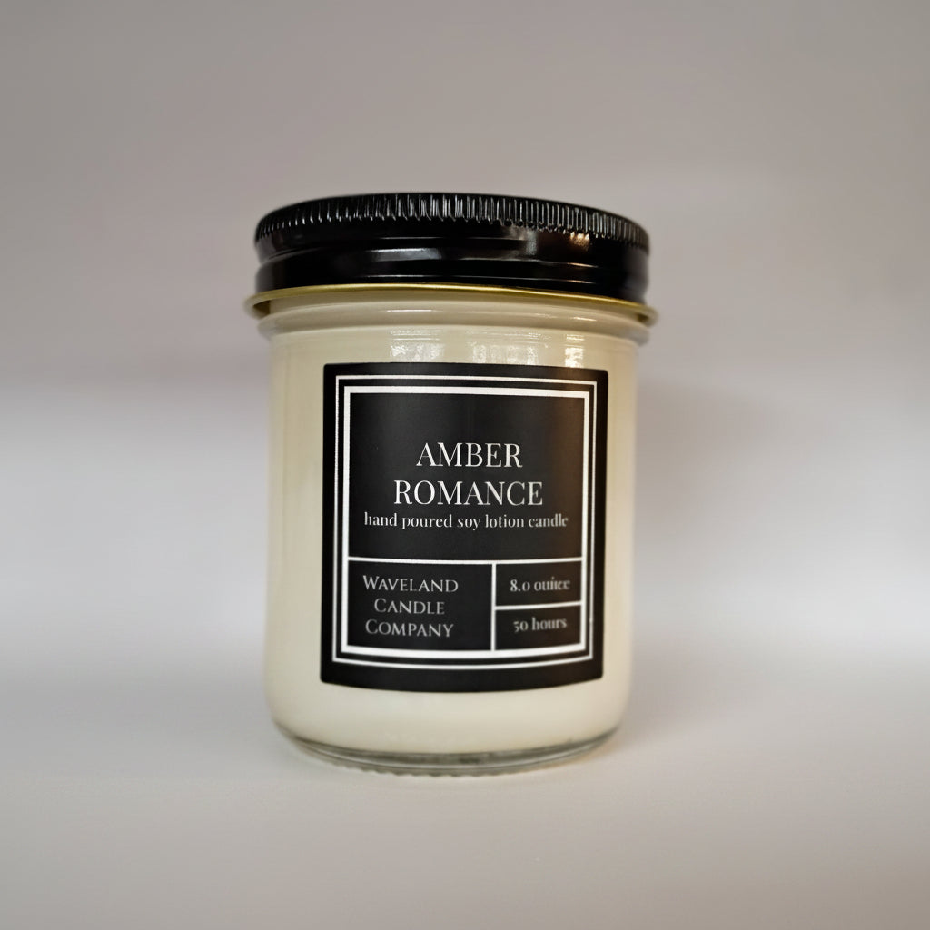 Amber Romance 8 oz S/S Jar Soy lotion Candle 