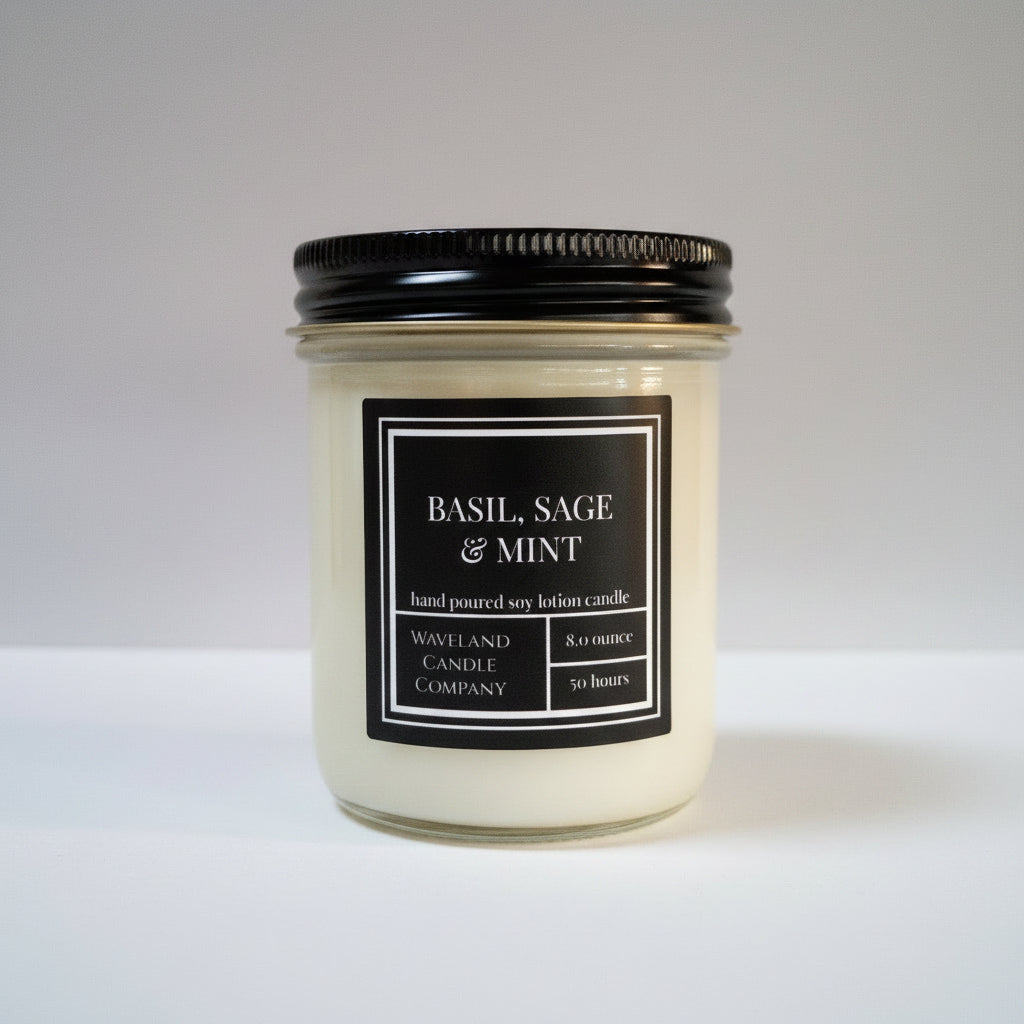 8 oz Basil Sage Mint Soy Candle