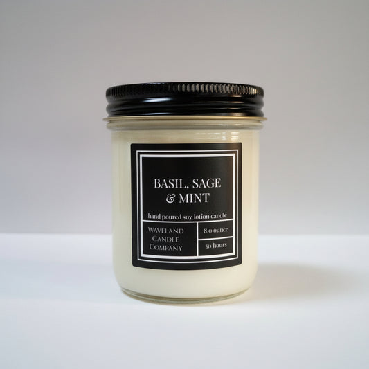 8 oz Basil Sage Mint Soy Candle