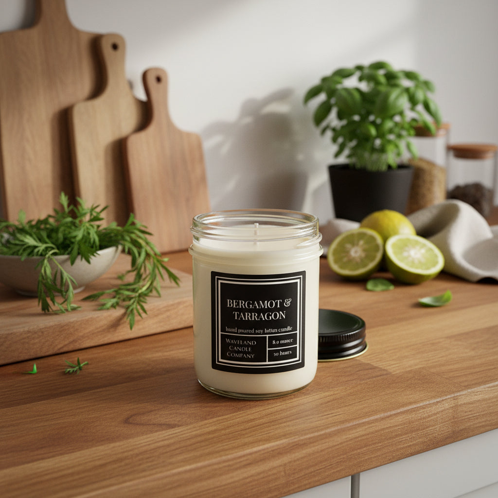 8.0 Bergamot & Tarragon Soy Candle - open