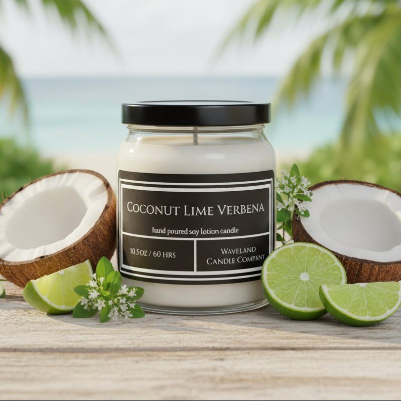 10.5 oz Coconut Lime Verbena Soy Lotion Candle