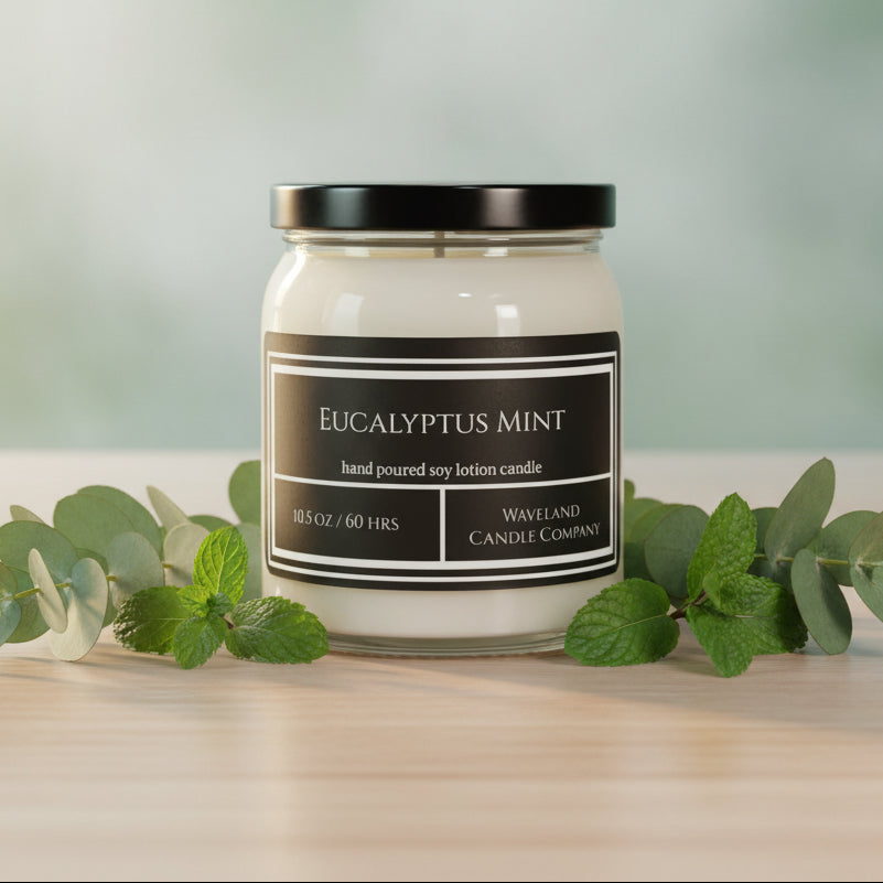 10.5 oz Eucalyptus Mins Soy Lotion Candle