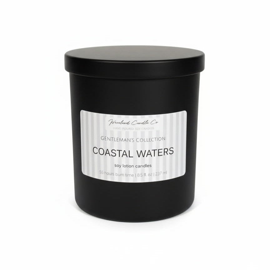 8.5 oz Matte Black Men's Tumbler Soy Lotion Candles