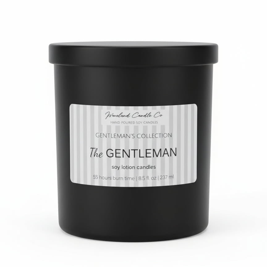 8.5 oz Matte Black Men's Tumbler Soy Lotion Candles