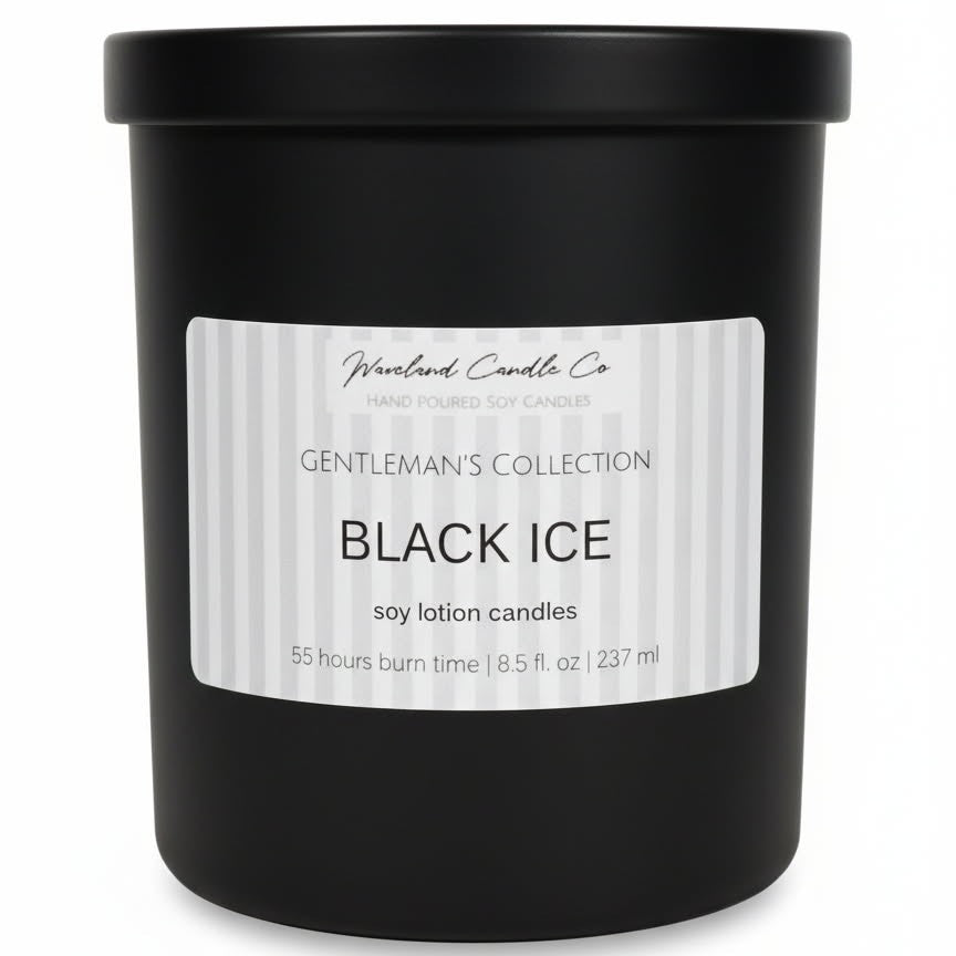 8.5 oz Matte Black Men's Tumbler Soy Lotion Candles
