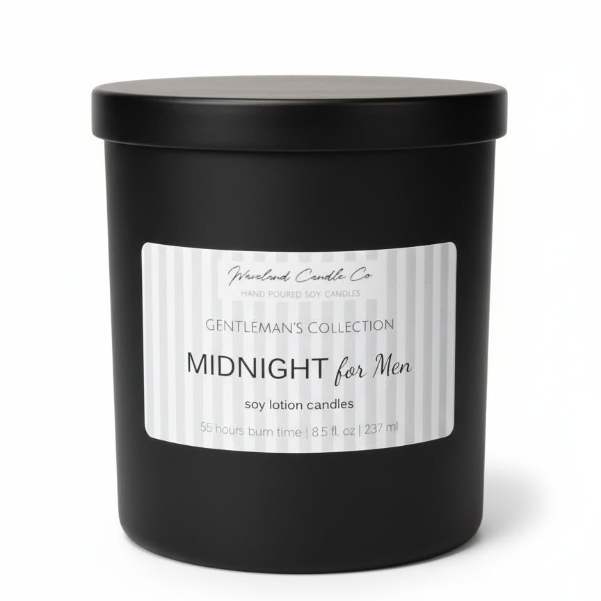 8.5 oz Matte Black Men's Tumbler Soy Lotion Candles