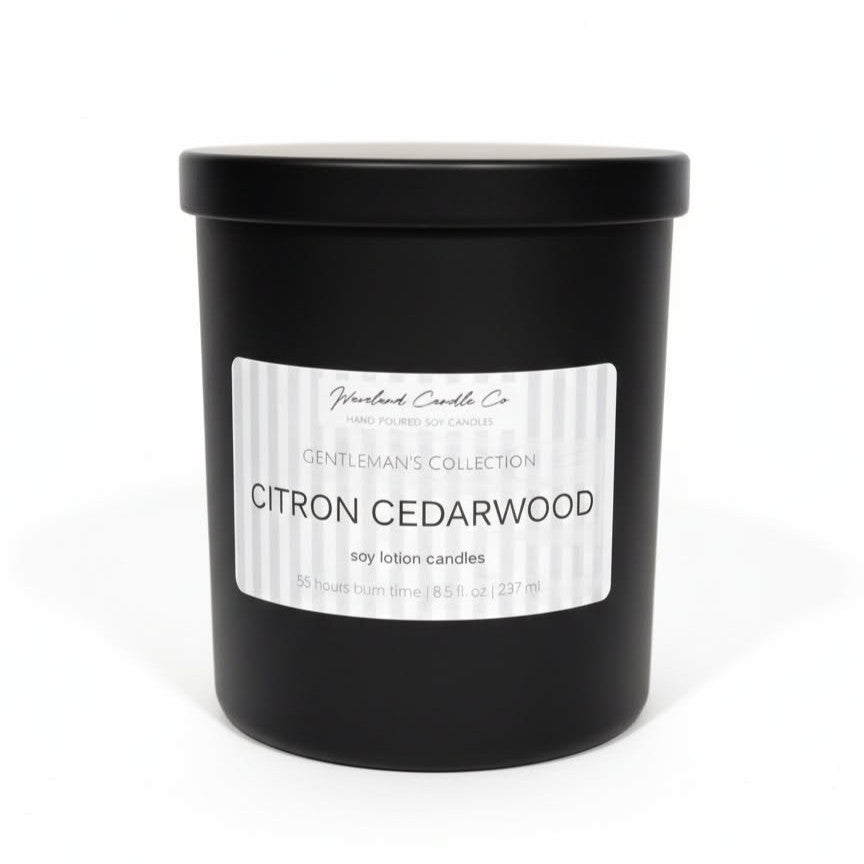 8.5 oz Matte Black Men's Tumbler Soy Lotion Candles