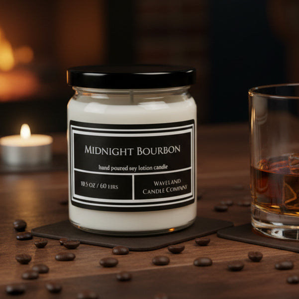 10.5 oz Midnight Bourbon Soy Lotion Candle 